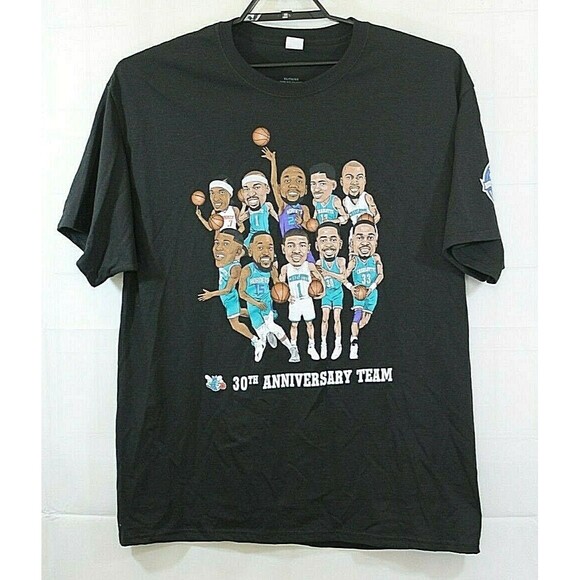 Charlotte Hornets T Shirt NBA 30th Anniversary 2018 Team Promo Black Size XL - Picture 2 of 6